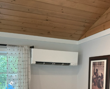 Mitsubishi ductless system installed at a Westport, CT home by Celco