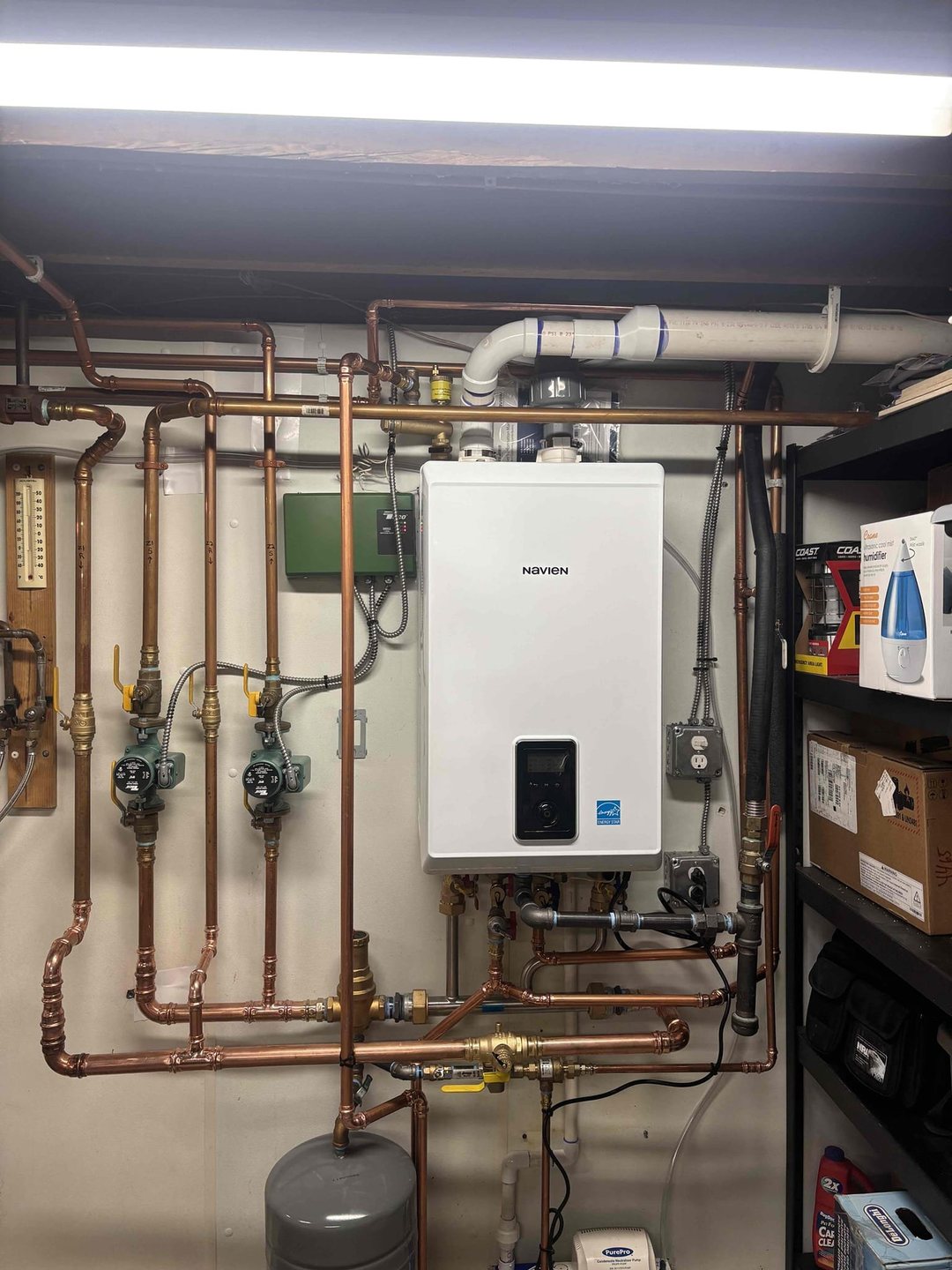 Navien combination boiler with copper near-boiler piping installed in a Norwalk home by Celco