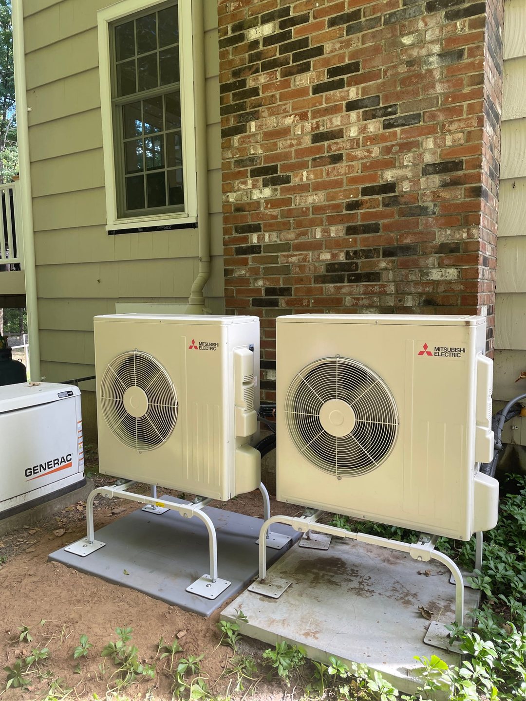 Mitsubishi Electric heat pump outdoor units installed at a Georgetown home by Celco